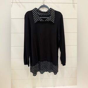 Black Polka Dot Women's Top